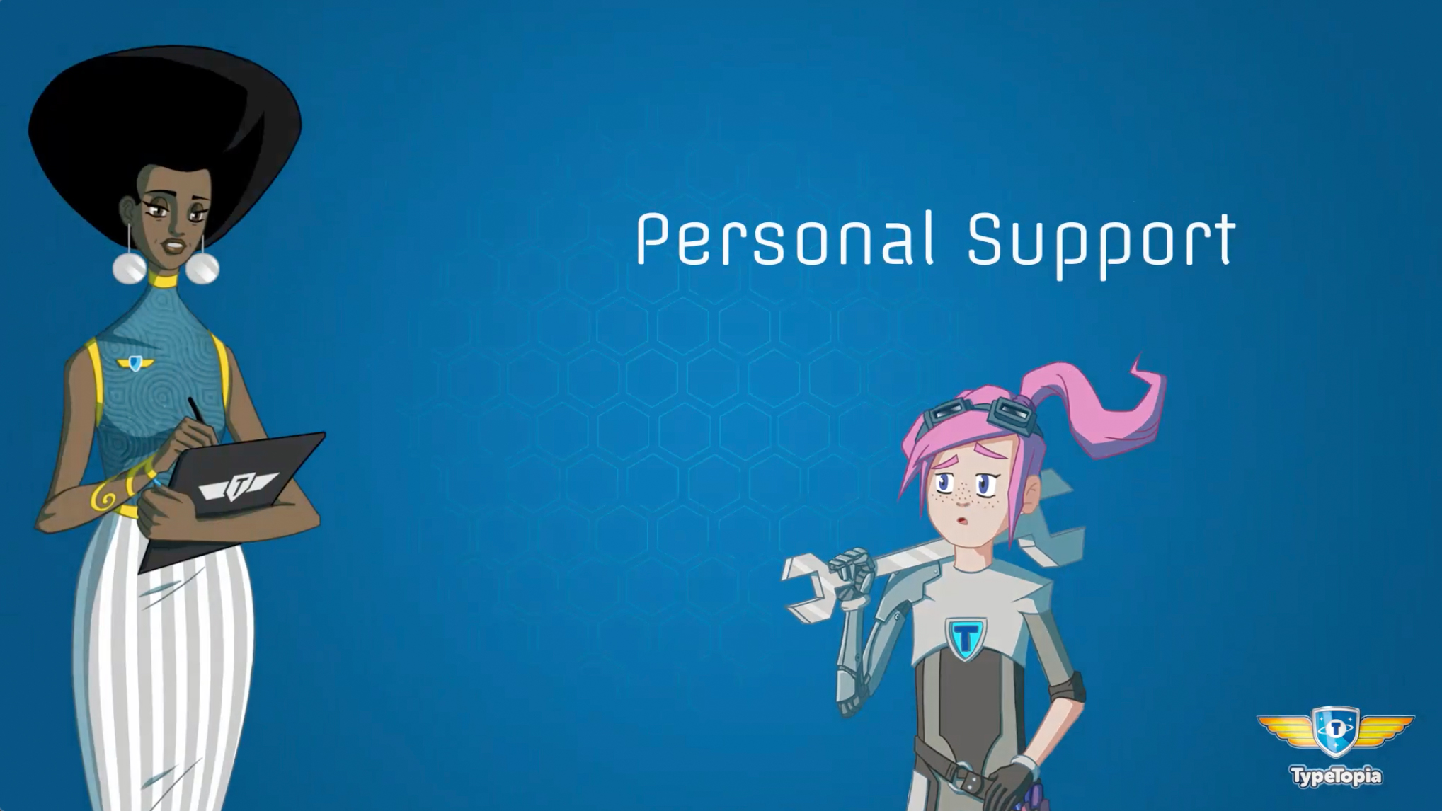 personal guidance that explains how typing course works typetopia
